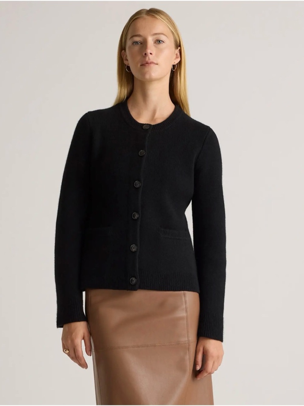 Brand New With Tags Quince Mongolian Cashmere Structured Cardigan in Black